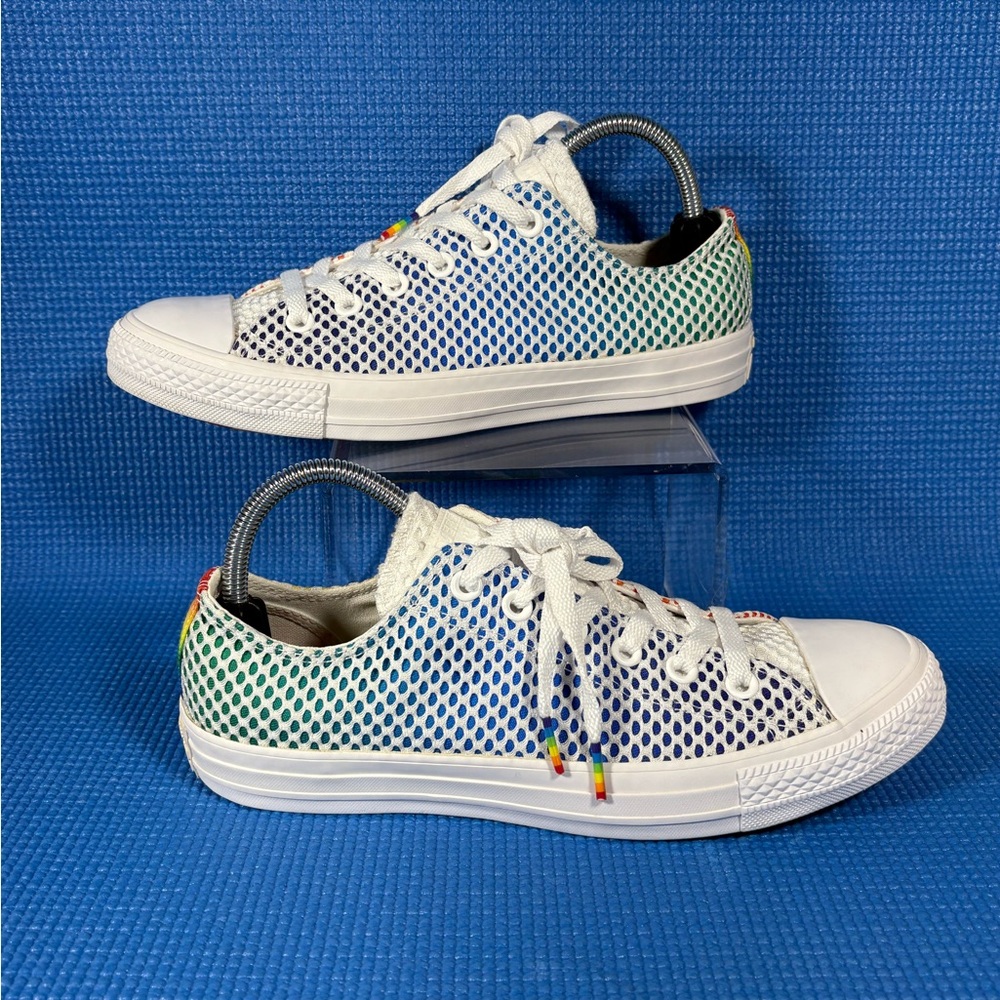 Converse White Mesh Sneakers with Rainbow Gradient Accents - Picture 2 of 12